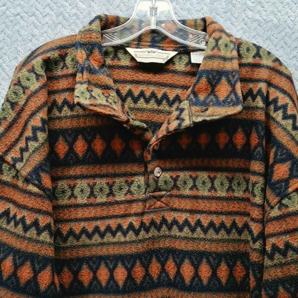 Vintage Natural Issue Fleece Pullover Mens XL Southwestern Geometric Tribal